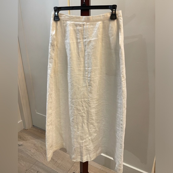 REFORMATION Highland Button Front Midi Linen Skirt In White Size 4 - Picture 12 of 13